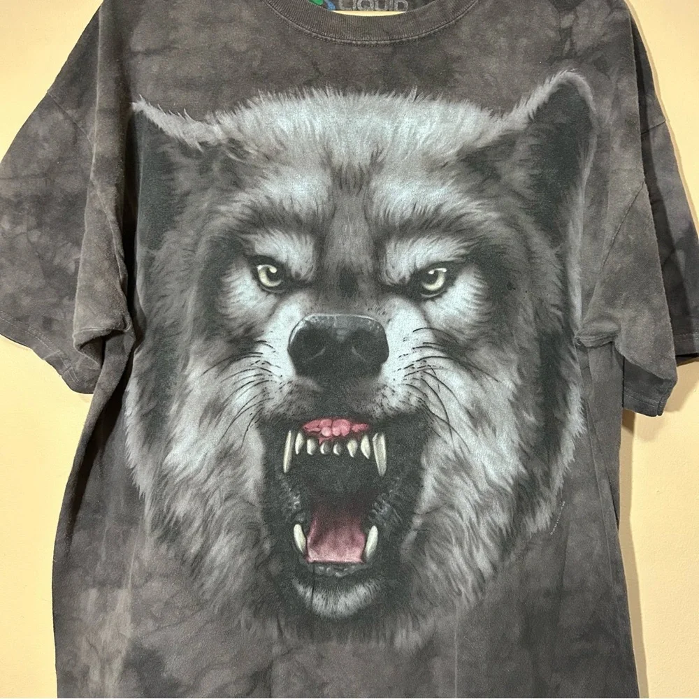 2018 Liquid Blue Growling Wolf Tie Dye Shirt Short Sleeve Size XL - Picture 2 of 6